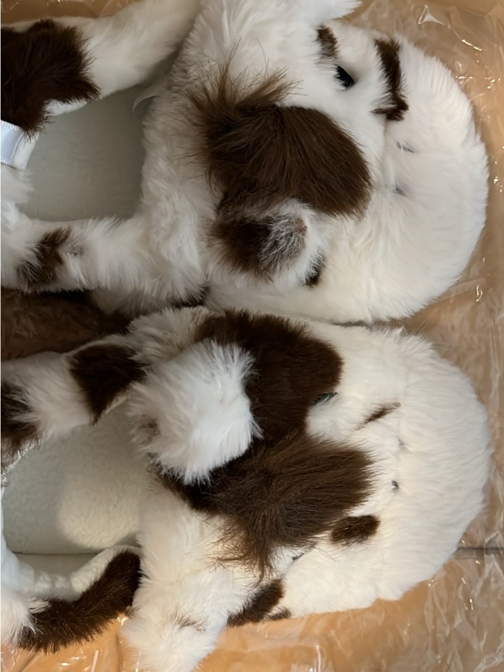 Old Navy Kids Brown and White Plush Puppy Slippers